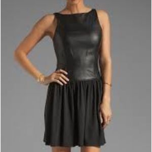 SUSAN MONACO LEATHER DETAIL BOAT NECK DRESS- 4